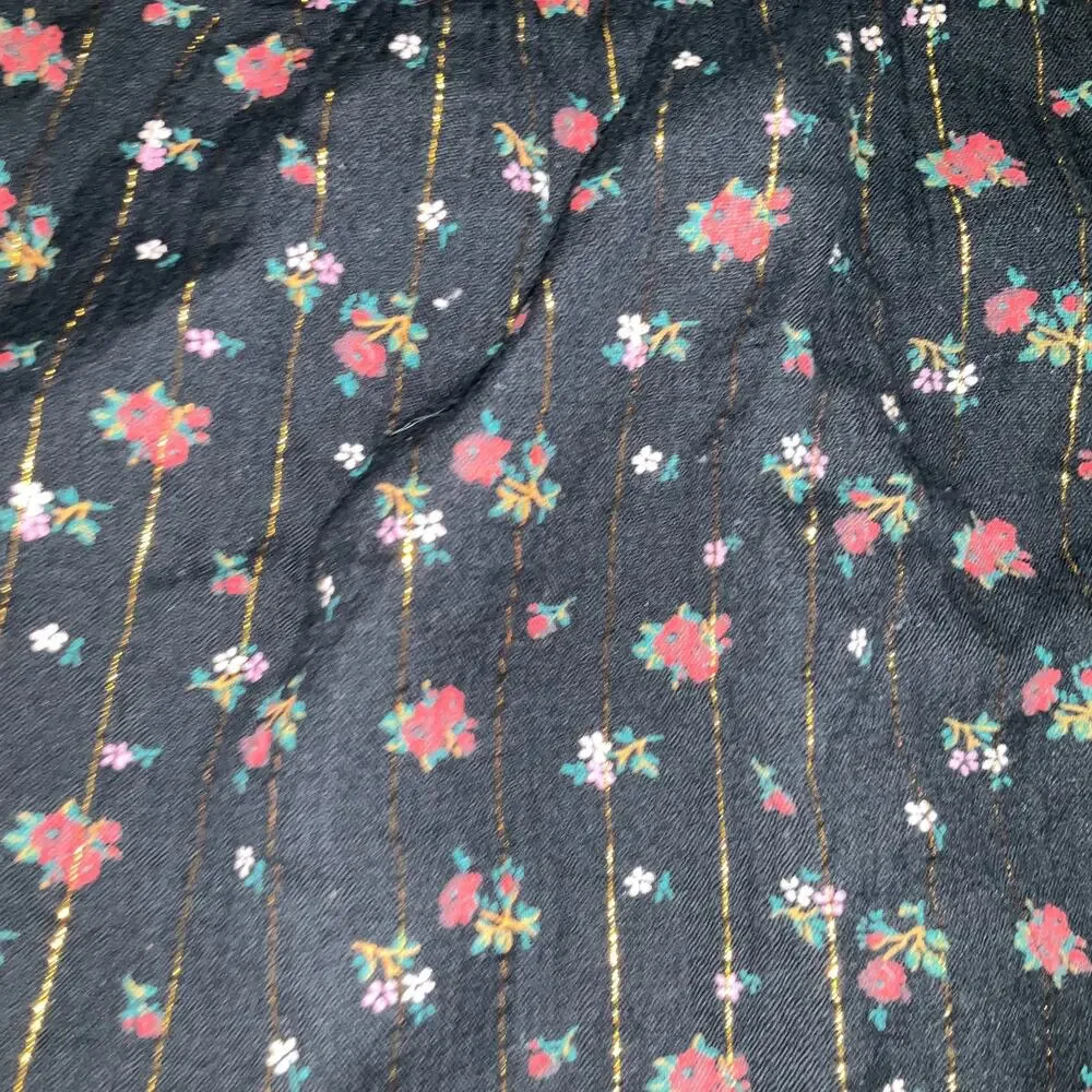Gap Kids Girls XS Top Floral Gold Foil‎ Stripe Peasant Lightweight Holiday
